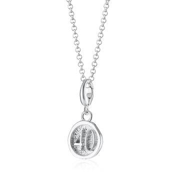 Sterling Silver Number 40 Charm Necklace, 2 of 5