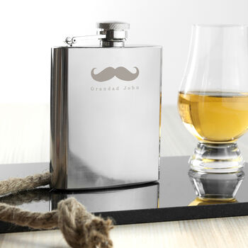 Personalised Stainless Steel Moustache Hip Flask, 3 of 8