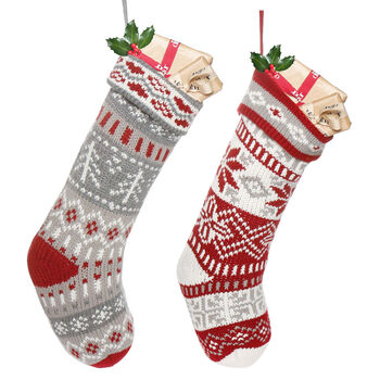 Personalised Chunky Knit Fair Isle Christmas Stocking, 2 of 10