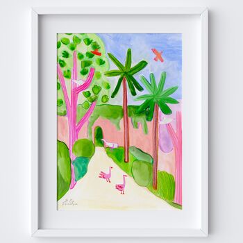 Sunshine And Trees Painted Garden Scene Art Print, 2 of 2