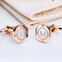 Rose Gold And Silver Colour Porthole Initial Cufflinks, thumbnail 1 of 7