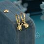 Sterling Silver Stag Beetle Huggie Hoop Earrings, thumbnail 2 of 11