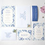 Blue White Portuguese Tiles Save The Date, thumbnail 3 of 3