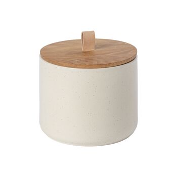 Round Oak And Stoneware Storage Canister, 4 of 4