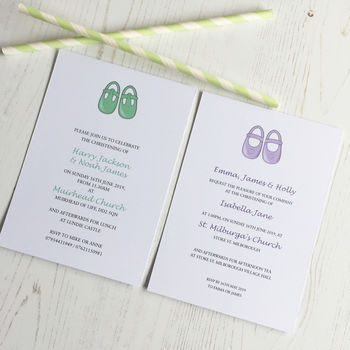 Baby Shoes Christening Invitation, 5 of 10