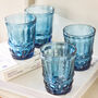 Set Of Four Sapphire Blue Glass Tumblers, thumbnail 1 of 5
