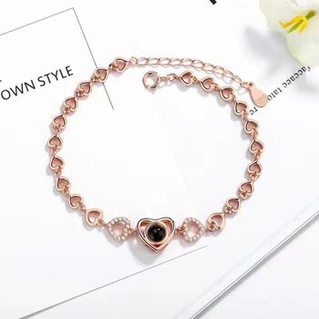 Personalised Stylish Heart Zircon Hidden Photo Bracelet, 4 of 6