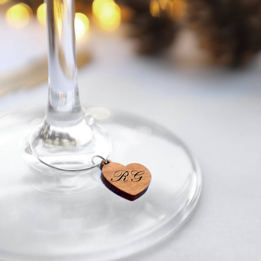 Set Of 10 Personalised Wooden Wine Gl Charms By Maria Allen Set Of 10 Personalised Wooden Wine Gl Charms