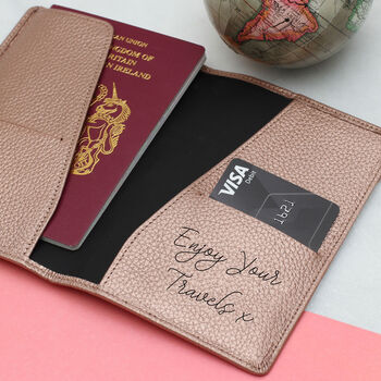 Personalised Luxury Leather Name Travel Document Holder, 2 of 11