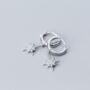 Sterling Silver Star Dangle Hoop Earrings, thumbnail 2 of 4
