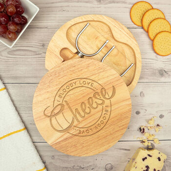 'I Bloody Love Cheese' Design Cheese Board Set, 7 of 7