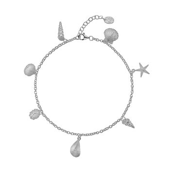 Sterling Silver Sea Shells Charm Anklet, 2 of 2