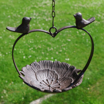 Personalised Iron Heart Garden Flower Bird Dish, 3 of 9