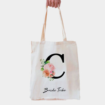 Personalised Floral Initial Tote Bag, 2 of 2