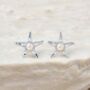 Sterling Silver And Pearl Starfish Stud Earrings, thumbnail 3 of 9