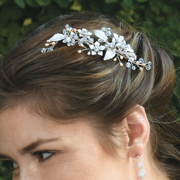 Silver Or Rose Gold Plated Crystal Bridal Hair Clip, 8 of 10