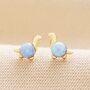 Blue Opal Dinosaur Stud Earrings, thumbnail 6 of 9