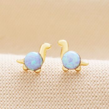 Blue Opal Dinosaur Stud Earrings, 6 of 9