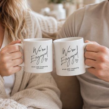 Set Of Two Personalised We're Engaged Mugs, 2 of 4