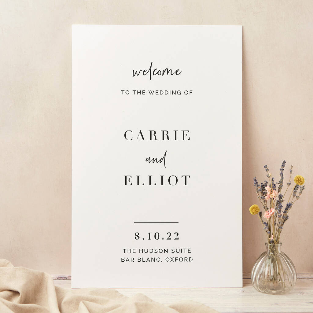 White Modern Script Wedding Welcome Sign, 1 of 3