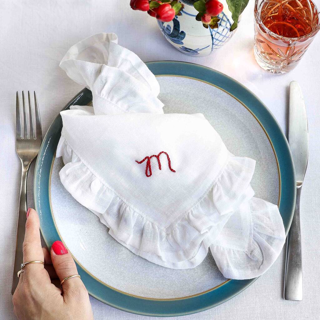 Personalised Christmas Table Handcrafted Linen Napkins, 1 of 5