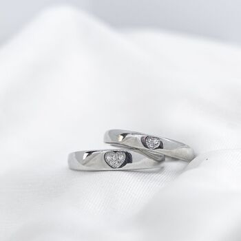 Adjustable Couple Matching Heart Promise Rings, 2 of 5