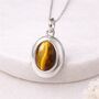 Personalised Sterling Silver Gold Tigers Eye Gemstone Locket Necklace With Photos, thumbnail 1 of 9