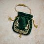 Jhanvi Potli Bag – Emerald Green Velvet, thumbnail 2 of 4