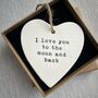 To The Moon And Back Mother's Day Hanging Ceramic Heart, thumbnail 1 of 3