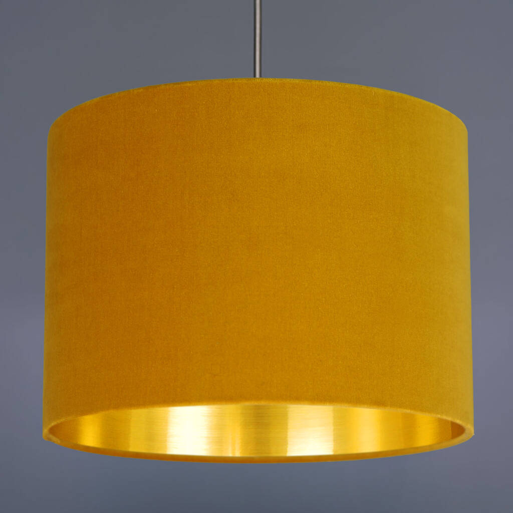 mustard gold velvet lampshade choice of metallic lining by quirk