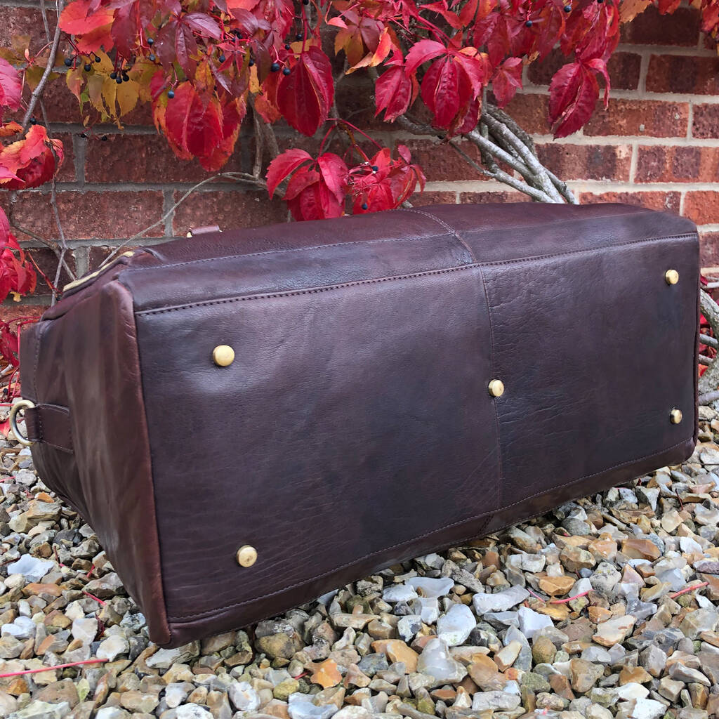 vintage brown leather holdall mens