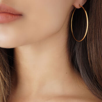 Quality 18k Plated Gold Hoops, Three Sizes, 3 of 8