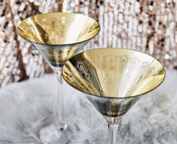 Electroplated Midnight Peacock Martini Glass, 5 of 6