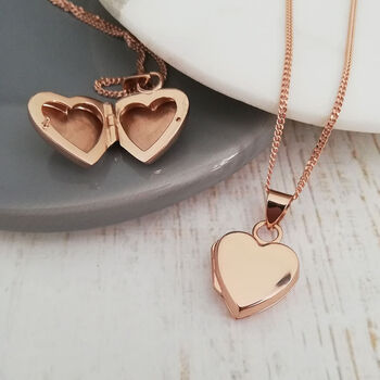 Rose Gold Handwriting Heart Locket Necklace, 2 of 7