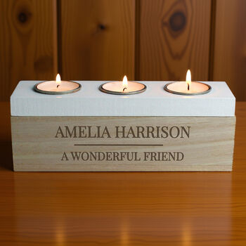 Personalised Classic Triple Tea Light Box Tealight Hold, 9 of 12