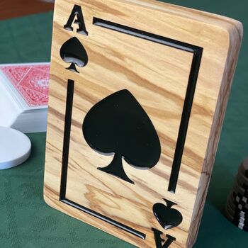 Personalised Wood And Resin Poker Trophy Ace Of Spades, 6 of 7