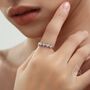Sterling Silver Cz Hydrangea Half Eternity Ring, thumbnail 6 of 12