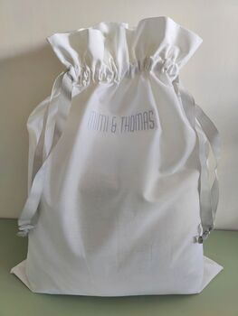 Personalised 100% Cotton Laundry Drawstring Bag Ribbons, 3 of 5
