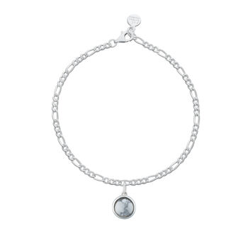 Sterling Silver Healing Stone Figaro Charm Bracelet, 10 of 12