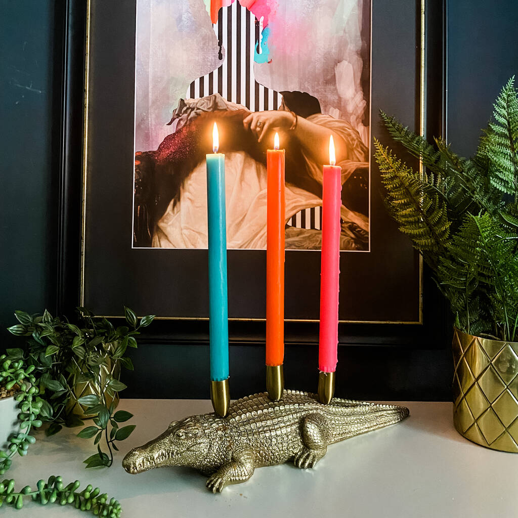 Crocodile Gold Trio Candle Holder By Punk & Poodle