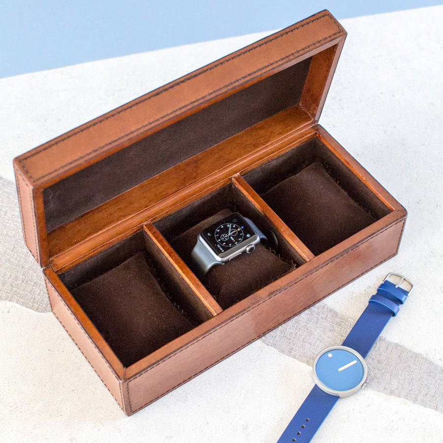 Personalised leather watch box sale