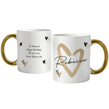 Personalised Hearts Gold Handled Ceramic Mug, 8 of 8