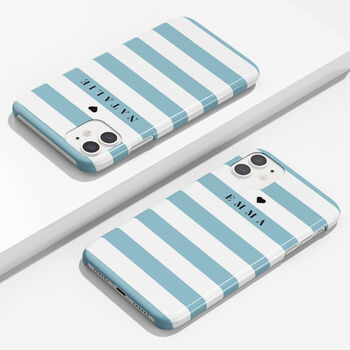 Personalised Blue Stripes Phone Case, 4 of 6