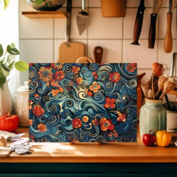 Floral Whirls Textured Glass Chopping Board, 4 of 8