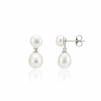 Glebe Double White Pearl And Sterling Silver Earrings, 3 of 4