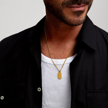 Mini Dog Tag Necklace 18 K Gold Plated Steel, 8 of 10