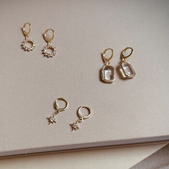 Celeste | Delicate Huggie Hoop Charm Earrings, 2 of 2