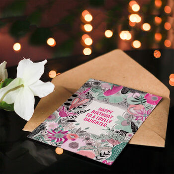 Boho Wildflowers Pink Flowers Daughter Birthday Card, 4 of 5