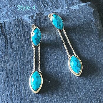 Handcrafted Brass And Turquoise Stone Earrings, 4 of 5