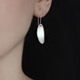 Silver Long Olive Leaf Earrings, thumbnail 2 of 3